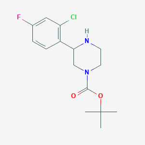 molecular formula C15H20ClFN2O2 B8050628 Tert-butyl 3-(2-chloro-4-fluorophenyl)piperazine-1-carboxylate 