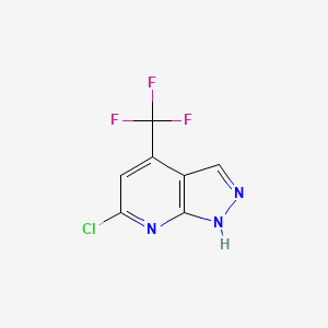 molecular formula C7H3ClF3N3 B8050669 6-chloro-4-(trifluoromethyl)-1H-pyrazolo[3,4-b]pyridine 