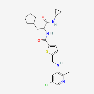 molecular formula C23H29ClN4O2S B8050836 5-(((5-chloro-2-Methylpyridin-3-yl)aMino)Methyl)-N-(3-cyclopentyl-1-(cyclopropylaMino)-1-oxopropan-2-yl)thiophene-2-carboxaMide 