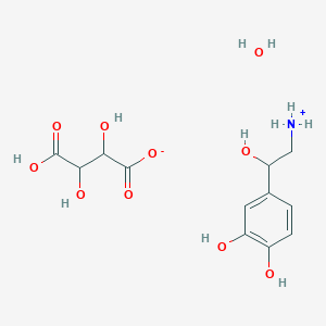 molecular formula C12H19NO10 B8050914 [2-(3,4-Dihydroxyphenyl)-2-hydroxyethyl]azanium;2,3,4-trihydroxy-4-oxobutanoate;hydrate 