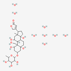 molecular formula C29H60O20 B8050927 3-[1,5,11,14-tetrahydroxy-10-(hydroxymethyl)-13-methyl-3-(3,4,5-trihydroxy-6-methyloxan-2-yl)oxy-2,3,4,6,7,8,9,11,12,15,16,17-dodecahydro-1H-cyclopenta[a]phenanthren-17-yl]-2H-furan-5-one;octahydrate 