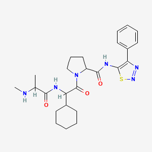 molecular formula C25H34N6O3S B8051015 1-[2-cyclohexyl-2-[2-(methylamino)propanoylamino]acetyl]-N-(4-phenylthiadiazol-5-yl)pyrrolidine-2-carboxamide 