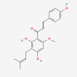 molecular formula C21H22O5 B8051092 1-[2,4-二羟基-6-甲氧基-3-(3-甲基-2-丁烯-1-基)苯基]-3-(4-羟基苯基)-2-丙烯-1-酮 