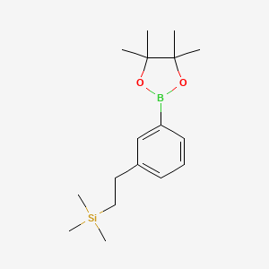 molecular formula C17H29BO2Si B8051110 Trimethyl((2-[3-(tetramethyl-1,3,2-dioxaborolan-2-yl)phenyl]ethyl))silane 