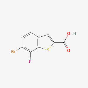 molecular formula C9H4BrFO2S B8051335 6-Bromo-7-fluoro-1-benzothiophene-2-carboxylic acid 