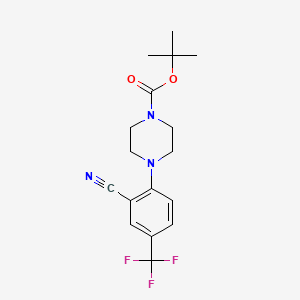 molecular formula C17H20F3N3O2 B8051346 4-(2-Cyano-4-trifluoromethyl-phenyl)-piperazine-1-carboxylic acid tert-butyl ester 