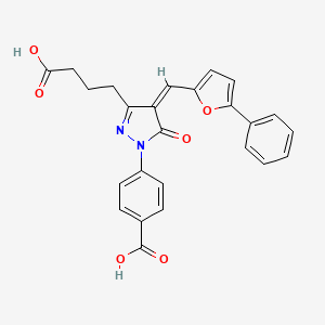 molecular formula C25H20N2O6 B8051551 4-[(4Z)-3-(3-carboxypropyl)-5-oxo-4-[(5-phenylfuran-2-yl)methylidene]pyrazol-1-yl]benzoic acid 