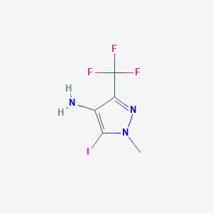 molecular formula C5H5F3IN3 B8051568 5-Iodo-1-methyl-3-(trifluoromethyl)-1H-pyrazol-4-amine 