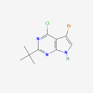 molecular formula C10H11BrClN3 B8051587 5-Bromo-2-(tert-butyl)-4-chloro-7H-pyrrolo[2,3-d]pyrimidine 