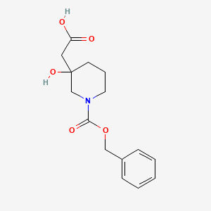 molecular formula C15H19NO5 B8051602 2-{1-[(Benzyloxy)carbonyl]-3-hydroxypiperidin-3-yl}acetic acid 