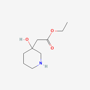 molecular formula C9H17NO3 B8051609 Ethyl 2-(3-hydroxypiperidin-3-yl)acetate 