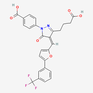 4-[(4Z)-3-(3-carboxypropyl)-5-oxo-4-[[5-[3-(trifluoromethyl)phenyl]furan-2-yl]methylidene]pyrazol-1-yl]benzoic acid
