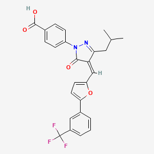 4-[(4Z)-3-(2-methylpropyl)-5-oxo-4-[[5-[3-(trifluoromethyl)phenyl]furan-2-yl]methylidene]pyrazol-1-yl]benzoic acid