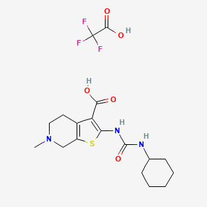 molecular formula C18H24F3N3O5S B8051676 2-(cyclohexylcarbamoylamino)-6-methyl-5,7-dihydro-4H-thieno[2,3-c]pyridine-3-carboxylic acid;2,2,2-trifluoroacetic acid 