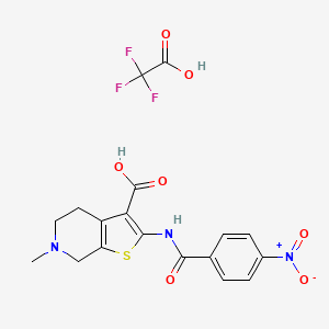 molecular formula C18H16F3N3O7S B8051780 6-methyl-2-[(4-nitrobenzoyl)amino]-5,7-dihydro-4H-thieno[2,3-c]pyridine-3-carboxylic acid;2,2,2-trifluoroacetic acid 