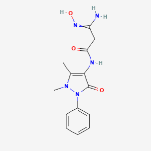 molecular formula C14H17N5O3 B8051808 3-amino-N-(1,5-dimethyl-3-oxo-2-phenylpyrazol-4-yl)-3-hydroxyiminopropanamide 