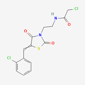 molecular formula C14H12Cl2N2O3S B8051811 2-chloro-N-[2-[5-[(2-chlorophenyl)methylidene]-2,4-dioxo-1,3-thiazolidin-3-yl]ethyl]acetamide 