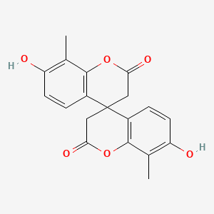 molecular formula C19H16O6 B8051927 7,7'-dihydroxy-8,8'-dimethyl-4,4'-spirobi[3H-chromene]-2,2'-dione 