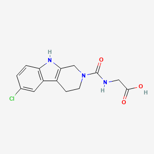 molecular formula C14H14ClN3O3 B8051960 2-[(6-Chloro-1,3,4,9-tetrahydropyrido[3,4-b]indole-2-carbonyl)amino]acetic acid 