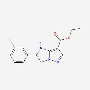molecular formula C14H14FN3O2 B8052023 ethyl 2-(3-fluorophenyl)-2,3-dihydro-1H-imidazo[1,2-b]pyrazole-7-carboxylate 