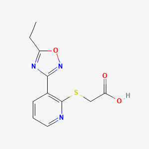 molecular formula C11H11N3O3S B8052094 2-[3-(5-Ethyl-1,2,4-oxadiazol-3-yl)pyridin-2-yl]sulfanylacetic acid 