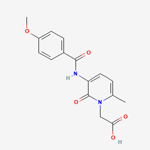 molecular formula C16H16N2O5 B8052108 2-[3-[(4-Methoxybenzoyl)amino]-6-methyl-2-oxopyridin-1-yl]acetic acid 