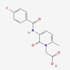 molecular formula C15H13FN2O4 B8052111 2-[3-[(4-Fluorobenzoyl)amino]-6-methyl-2-oxopyridin-1-yl]acetic acid 
