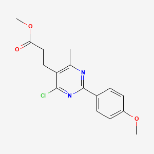 molecular formula C16H17ClN2O3 B8052118 Methyl 3-[4-chloro-2-(4-methoxyphenyl)-6-methylpyrimidin-5-yl]propanoate 