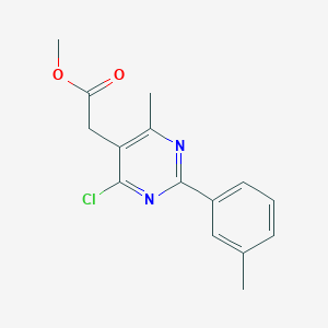molecular formula C15H15ClN2O2 B8052131 Methyl 2-[4-chloro-6-methyl-2-(3-methylphenyl)pyrimidin-5-yl]acetate 