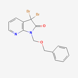 molecular formula C15H12Br2N2O2 B8052190 3,3-Dibromo-1-(phenylmethoxymethyl)pyrrolo[2,3-b]pyridin-2-one 
