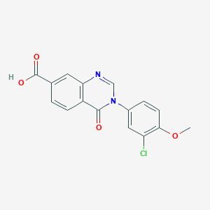molecular formula C16H11ClN2O4 B8052213 3-(3-Chloro-4-methoxyphenyl)-4-oxo-3,4-dihydroquinazoline-7-carboxylic acid 