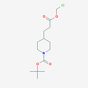 molecular formula C14H24ClNO4 B8052281 Tert-butyl 4-[3-(chloromethoxy)-3-oxopropyl]piperidine-1-carboxylate 