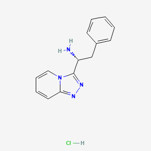 molecular formula C14H15ClN4 B8052371 (1R)-2-phenyl-1-([1,2,4]triazolo[4,3-a]pyridin-3-yl)ethanamine;hydrochloride 