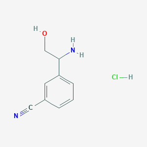molecular formula C9H11ClN2O B8052544 3-(1-Amino-2-hydroxyethyl)benzonitrile hydrochloride 