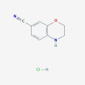 molecular formula C9H9ClN2O B8052651 3,4-Dihydro-2H-benzo[1,4]oxazine-7-carbonitrile hydrochloride 