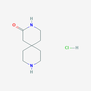 molecular formula C9H17ClN2O B8052660 3,9-Diazaspiro[5.5]undecan-2-one hydrochloride 