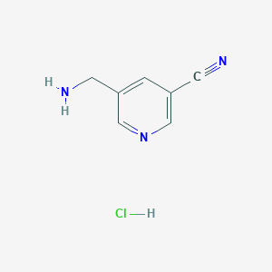 molecular formula C7H8ClN3 B8052663 5-(Aminomethyl)nicotinonitrile hydrochloride 