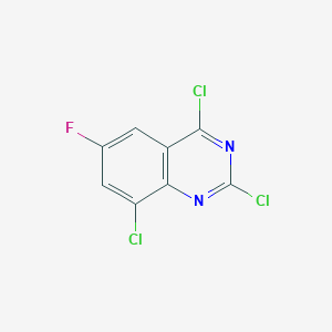 molecular formula C8H2Cl3FN2 B8052673 2,4,8-Trichloro-6-fluoroquinazoline 