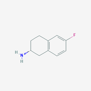 molecular formula C10H12FN B8052737 (R)-6-Fluoro-1,2,3,4-tetrahydro-naphthalen-2-ylamine 