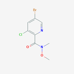 molecular formula C8H8BrClN2O2 B8053320 5-Bromo-3-chloro-N-methoxy-N-methylpicolinamide 
