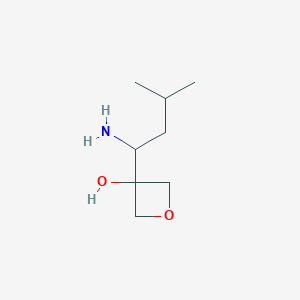 molecular formula C8H17NO2 B8053345 3-(1-Amino-3-methylbutyl)oxetan-3-ol 