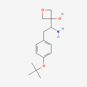 molecular formula C15H23NO3 B8053360 3-[1-Amino-2-[4-[(2-methylpropan-2-yl)oxy]phenyl]ethyl]oxetan-3-ol 