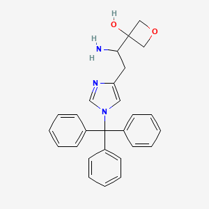 molecular formula C27H27N3O2 B8053371 3-[1-Amino-2-(1-tritylimidazol-4-yl)ethyl]oxetan-3-ol 