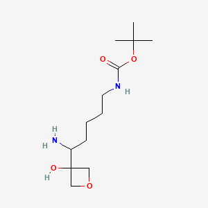 molecular formula C13H26N2O4 B8053376 tert-butyl N-[5-amino-5-(3-hydroxyoxetan-3-yl)pentyl]carbamate 