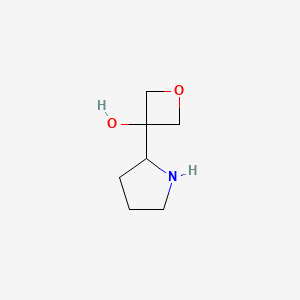 molecular formula C7H13NO2 B8053384 3-Pyrrolidin-2-yloxetan-3-ol 