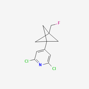 molecular formula C11H10Cl2FN B8053429 2,6-Dichloro-4-(3-(fluoromethyl)bicyclo[1.1.1]pentan-1-yl)pyridine 