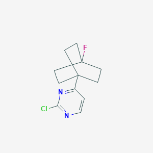molecular formula C12H14ClFN2 B8053461 2-Chloro-4-(4-fluorobicyclo[2.2.2]octan-1-yl)pyrimidine 