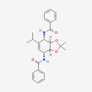 molecular formula C26H30N2O4 B8053504 N-[(3aS,4R,7S,7aR)-7-benzamido-2,2-dimethyl-6-propan-2-yl-3a,4,7,7a-tetrahydro-1,3-benzodioxol-4-yl]benzamide 