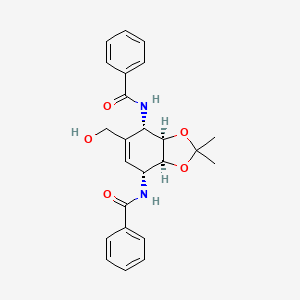 molecular formula C24H26N2O5 B8053520 N-[(3aS,4R,7S,7aR)-7-benzamido-6-(hydroxymethyl)-2,2-dimethyl-3a,4,7,7a-tetrahydro-1,3-benzodioxol-4-yl]benzamide 