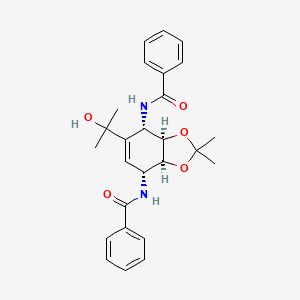 molecular formula C26H30N2O5 B8053523 N-[(3aS,4R,7S,7aR)-7-benzamido-6-(2-hydroxypropan-2-yl)-2,2-dimethyl-3a,4,7,7a-tetrahydro-1,3-benzodioxol-4-yl]benzamide 